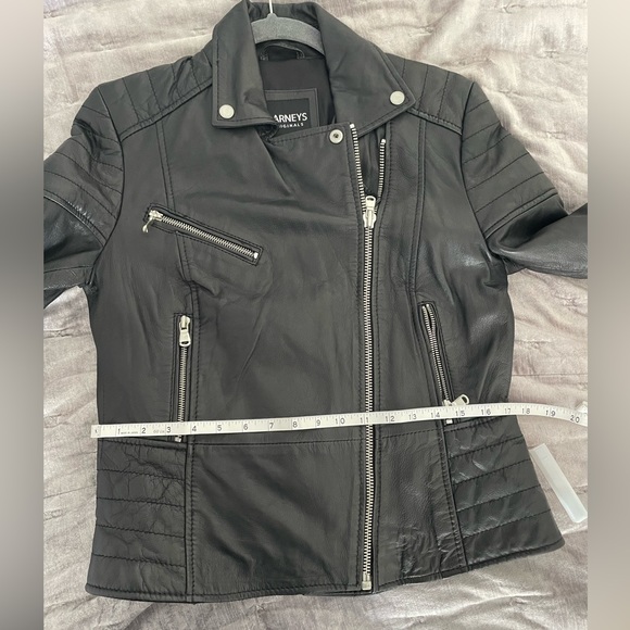 Barneys black 100% sheep leather jacket, size US 10 - Picture 9 of 10